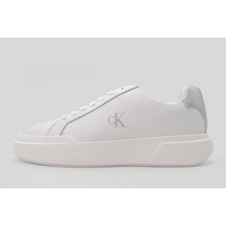 Calvin Klein Avenue Leather Silver Tab Sneakers 
