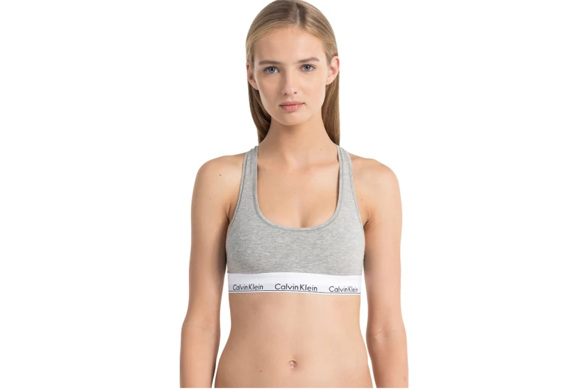 Calvin Klein Modern Cotton Γυναικείο Μπουστάκι Γκρι, Λευκό