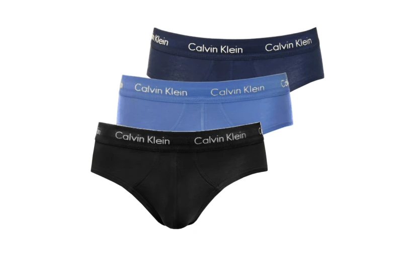 Calvin Klein Cotton Stretch Ανδρικά Εσώρουχα Σλιπ Μαύρα, Ραφ, Μπλε Σκούρο 3 Τεμάχια