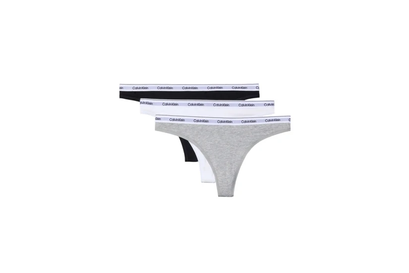 Calvin Klein Icon Logo Γυναικεία Εσώρουχα String Μαύρα, Λευκά, Γκρι 3 Τεμάχια