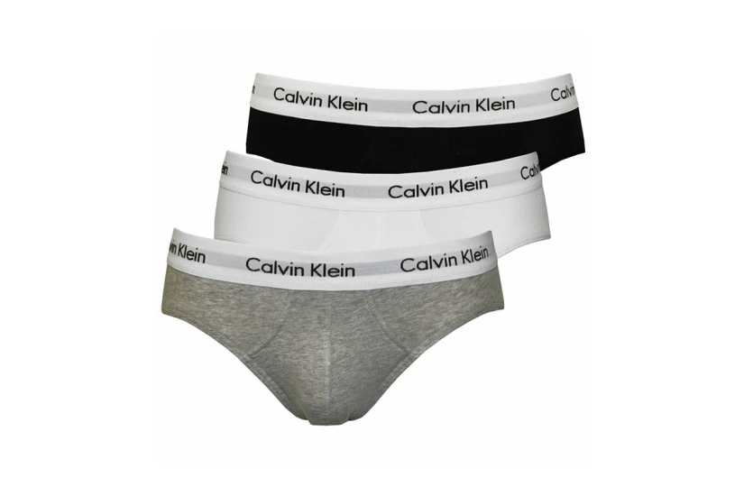 Calvin Klein Cotton Stretch Ανδρικά Εσώρουχα Σλιπ Μαύρα, Γκρι, Λευκά 3 Τεμάχια