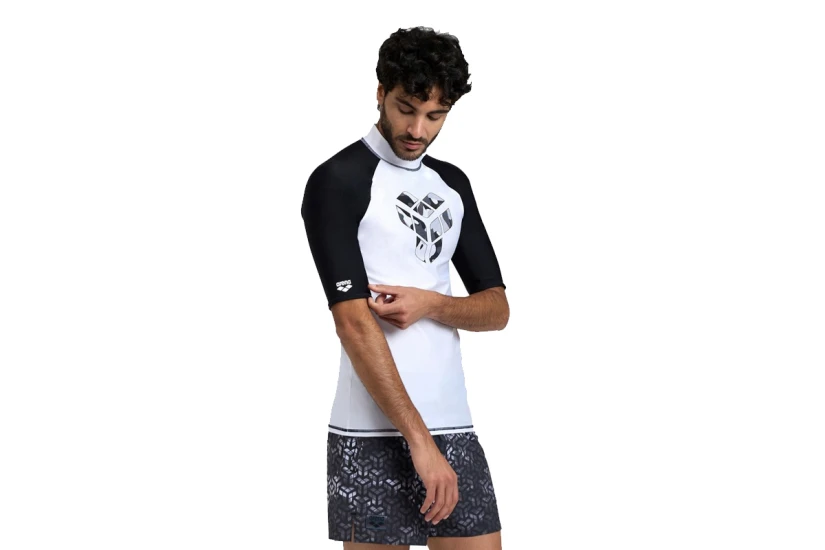 Arena Ανδρικό Αντηλιακό T-Shirt Λευκό, Μαύρο