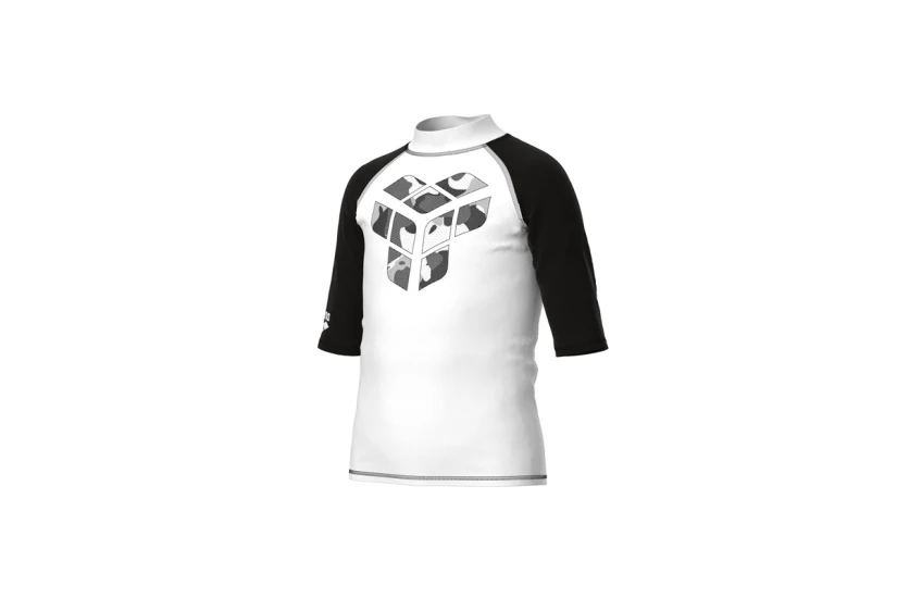 Arena Unisex Rash Vest S-S Graphic Παιδικό Αντηλιακό Κοντομάνικο T-Shirt Λευκό, Μαύρο