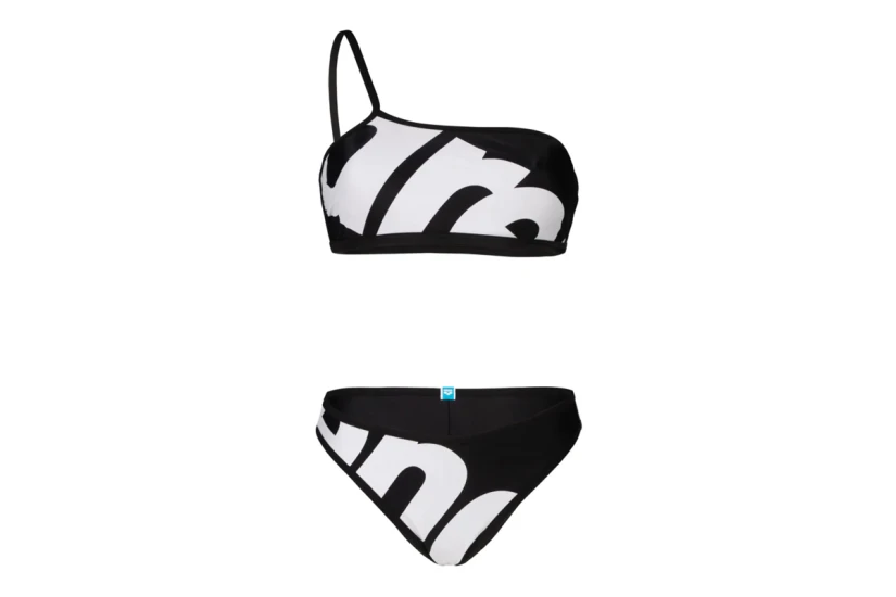 Arena Logo Single Shoulder Γυναικείο Μαγιό Bikini Μαύρο, Λευκό
