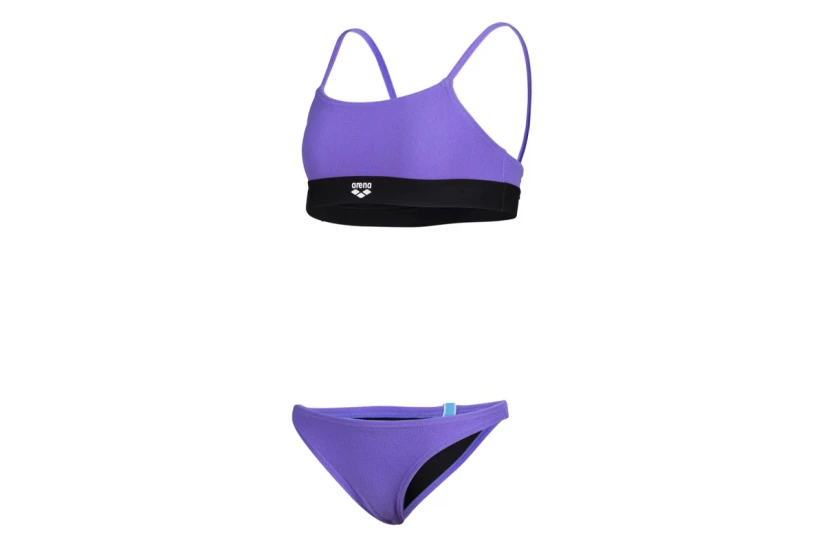 Arena Team Stripe Crop Γυναικείο Μαγιό Bikini Μωβ, Μαύρο