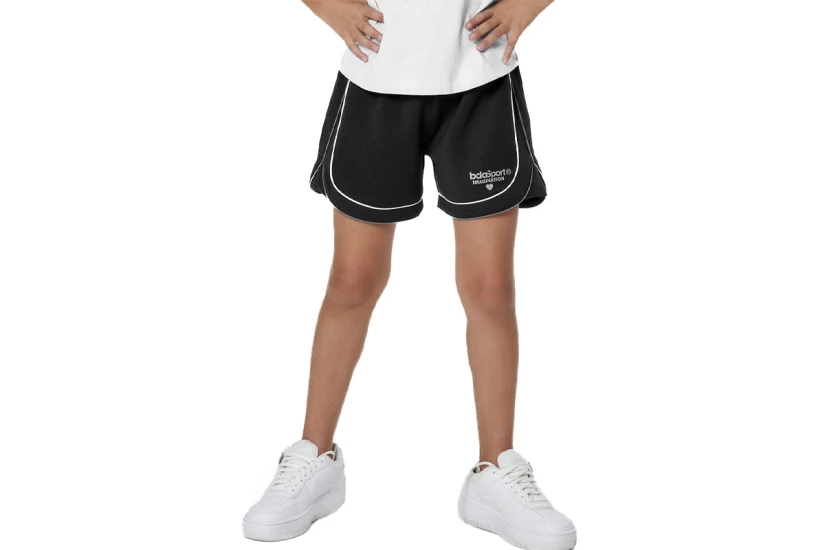Body Action Tech Fleece Παιδικό Αθλητικό Σορτς Μαύρο, Λευκό