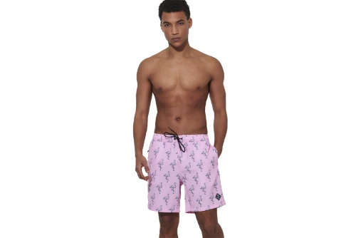 Body Action Allover Printed Μαγιό Βερμούδα Ανδρικό (033624 PINK FLAMINGO-11A)