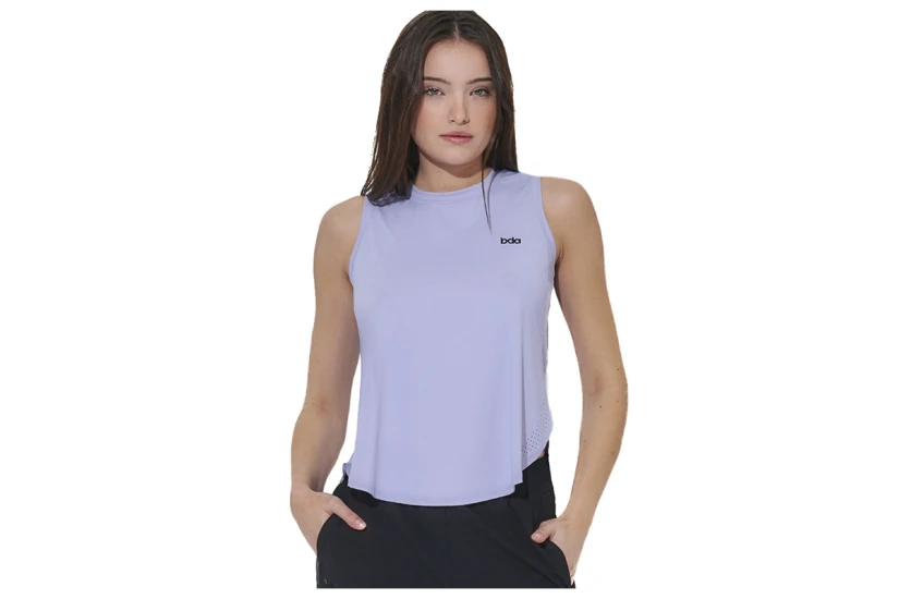 Body Action Loose Breathable Yoga Γυναικεία Αμάνικη Μπλούζα Βιολετί