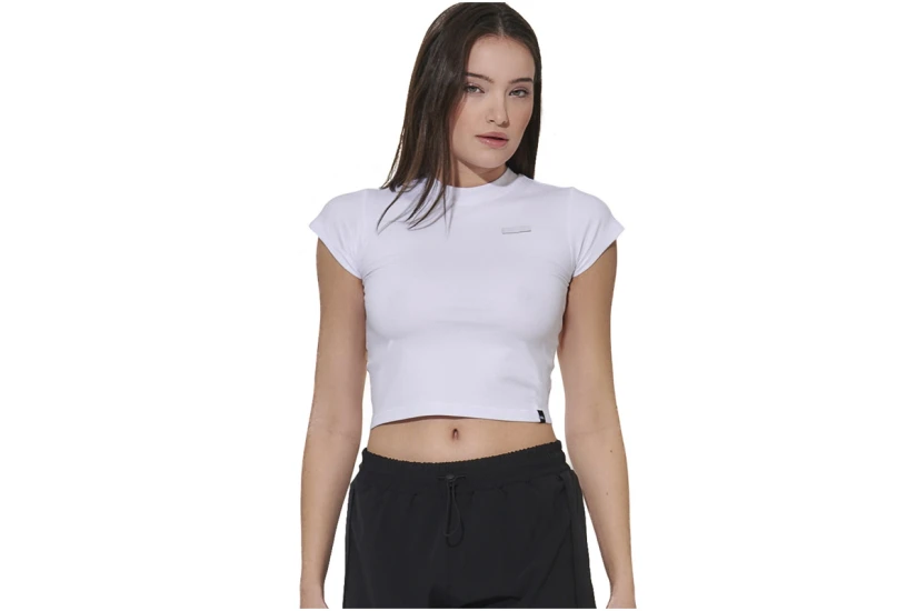 Body Action Stretch Jersey Γυναικείο Κοντομάνικο Cropped T-Shirt Λευκό