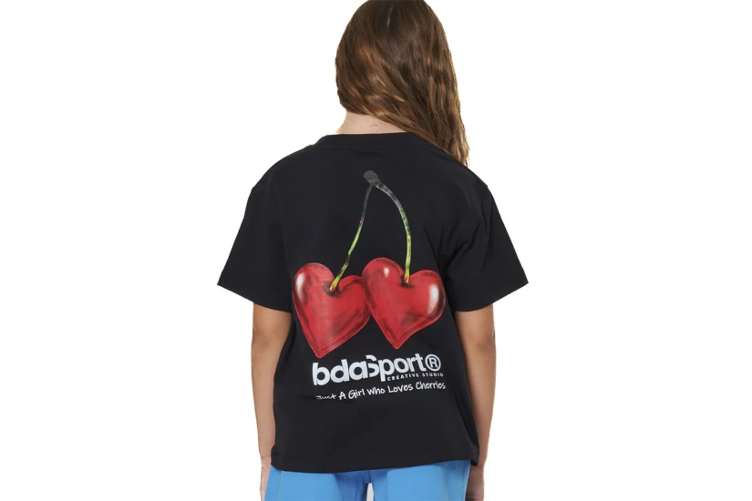 Body Action Floral Print Παιδικό Κοντομάνικο T-Shirt Μαύρο