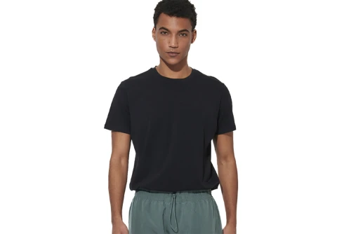 Body Action Slim Fit Stretch Jersey T-Shirt Ανδρικό (053625 BLACK-01)