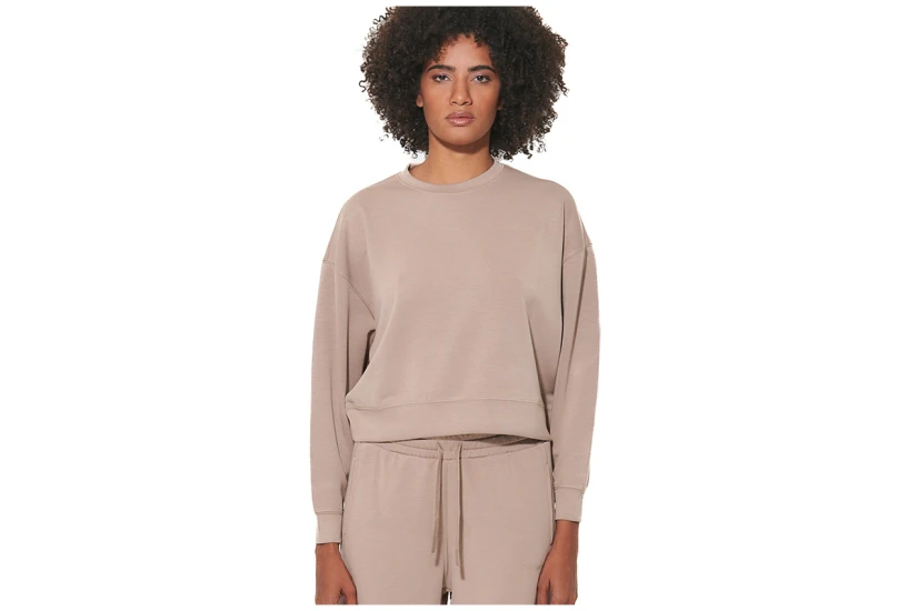 Body Action Crop Modal Μπλούζα Με Λαιμόκοψη Γυναικεία (061623 MOCHA MERINGUE -05E)