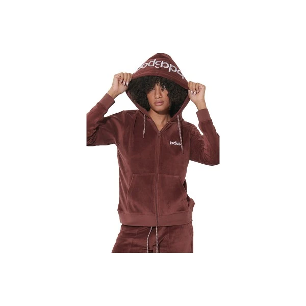 Body Action Velour Hoodie Ζακέτα Βελουτέ Γυναικεία (071622 BURGUNDY BROWN-06)