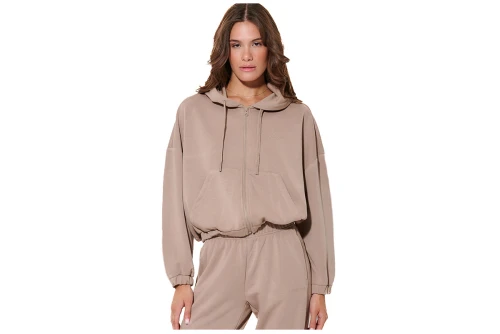 Body Action Womens Modial Crop Jacket (071632 MOCHA MERINGUE-05E)