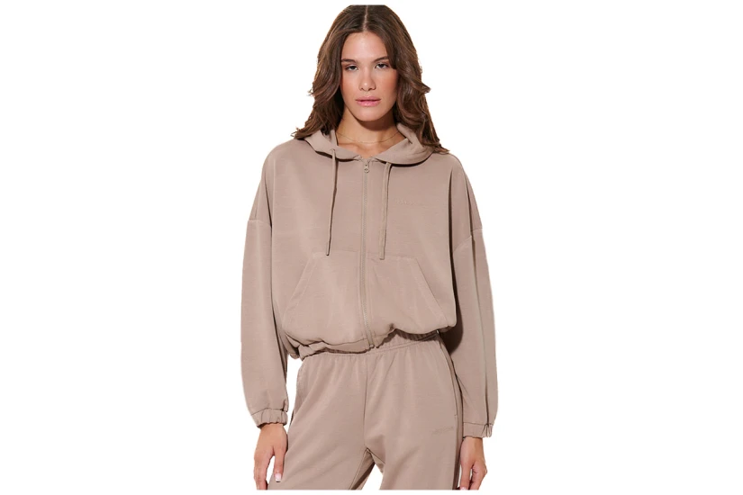 Body Action Womens Modial Crop Jacket (071632 MOCHA MERINGUE-05E)
