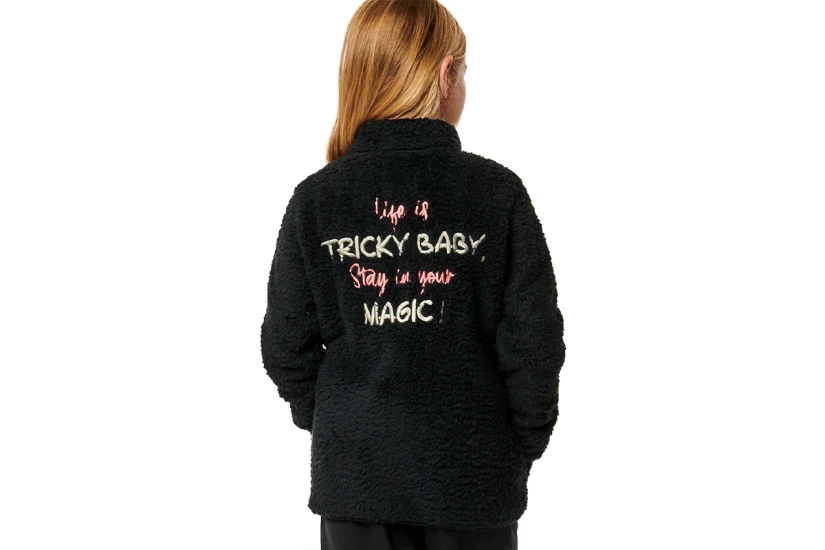 Body Action Girls Fluffy Fleece Παιδική Ζακέτα Sherpa Μαύρη