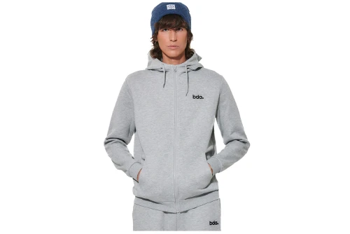 Body Action Fleece Ζακέτα Βαμβακερή Ανδρική (073620 LIGHT MELANGE GREY-03C)
