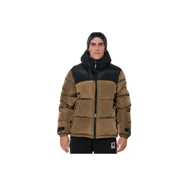 Body Action Two-Tone Μπουφάν Puffer Ανδρικό (073621 CROCODILE GREEN-BLACK)