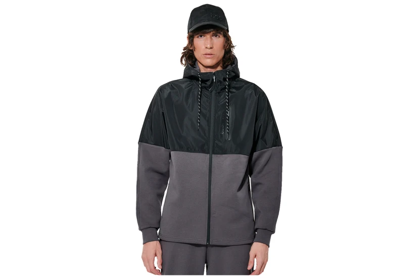 Body Action Two-Tone Scuba Ζακέτα Βαμβακερή Ανδρική (073627 BOULEVARD GREY-BLACK-03)