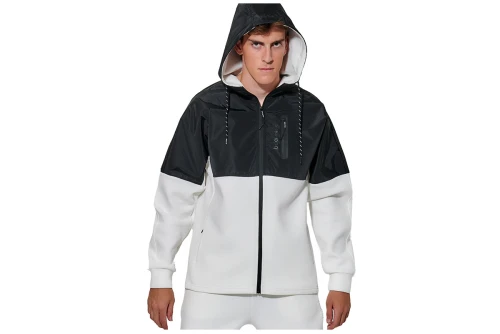 Body Action Two-Tone Scuba Ζακέτα Βαμβακερή Ανδρική (073627 WHITE OFF-BLACK-05A)
