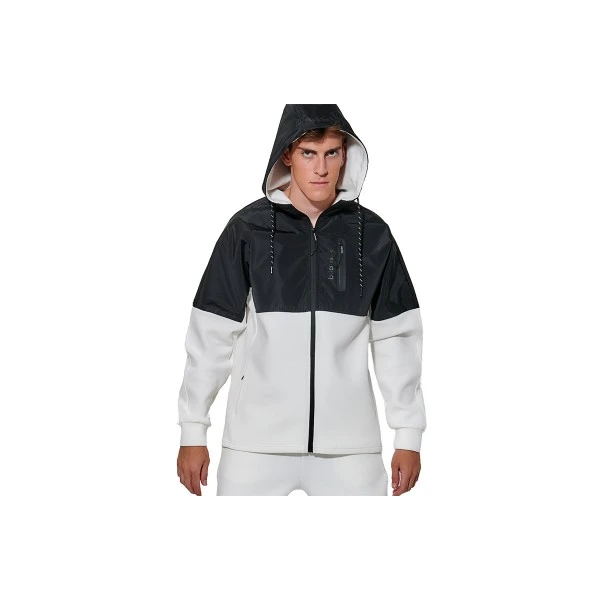 Body Action Two-Tone Scuba Ζακέτα Βαμβακερή Ανδρική (073627 WHITE OFF-BLACK-05A)