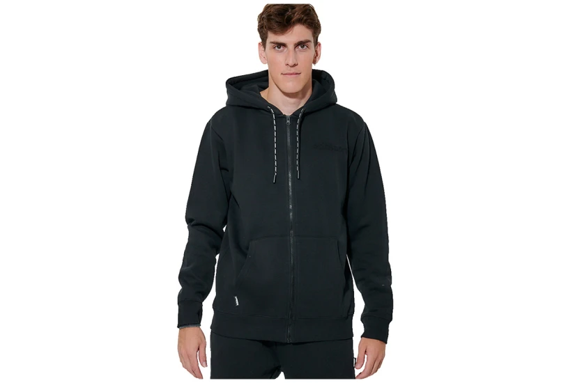 Body Action Through Fleece Ανδρική Βαμβακερή Ζακέτα με Κουκούλα Μαύρη
