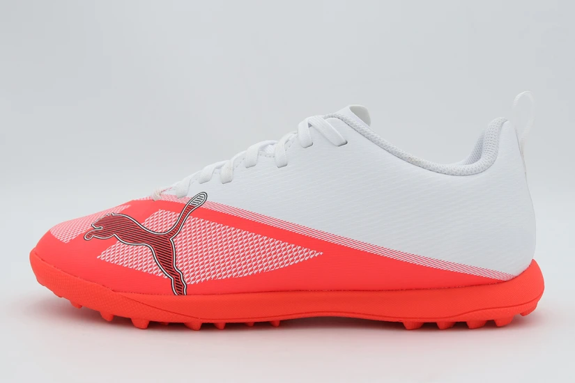 Puma Ultra 7 Play TT Παιδικά Ποδοσφαιρικά Παπούτσια με Σχάρα Λευκά, Κοραλλί