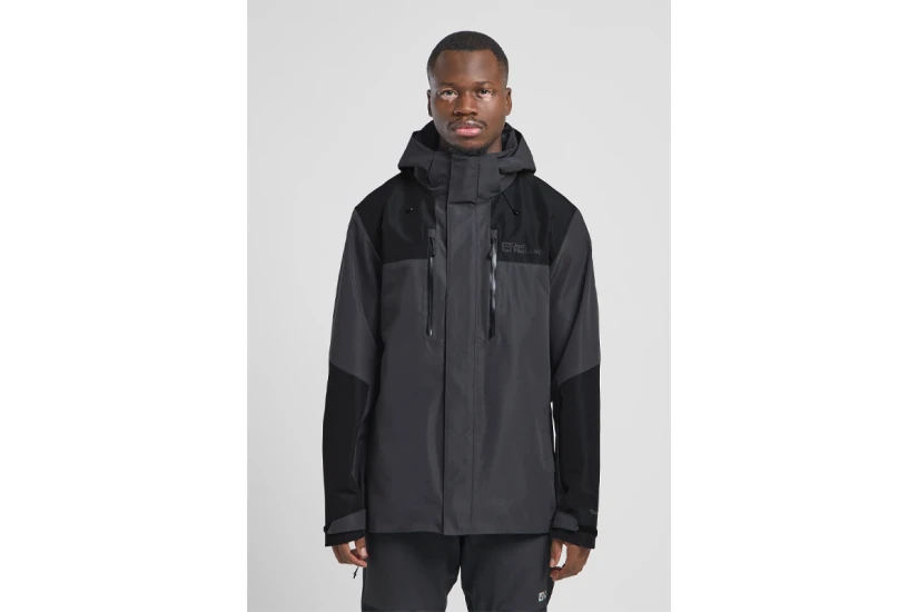 Jack Wolfskin Jasper 2L Ανδρικό Αδιάβροχο Μπουφάν με Κουκούλα Μαύρο