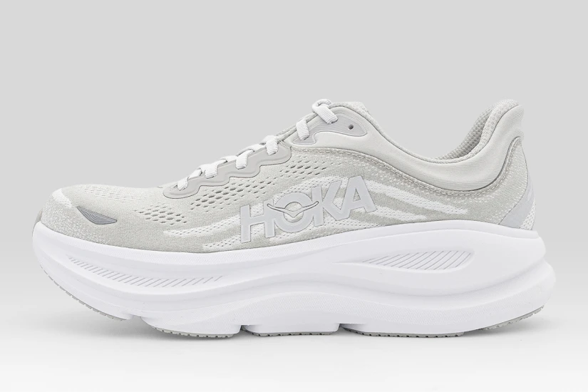 Hoka Bondi 9 Ανδρικά Αθλητικά Παπούτσια για Τρέξιμο Γκρι, Λευκά