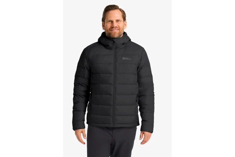 Jack Wolfskin Ather Down Ανδρικό Μπουφάν Puffer με Κουκούλα Μαύρο