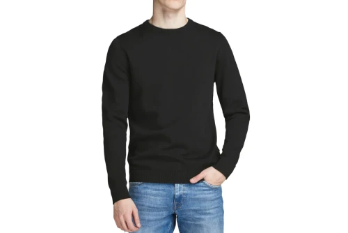 Jack And Jones Plain Knitted Μπλούζα Πλεκτή Ανδρική (12137190 BLACK)