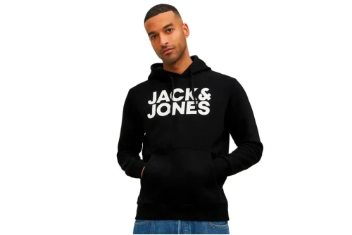 Jack And Jones Jjecorp Logo Sweat Hood Noos (12152840 BLACK)
