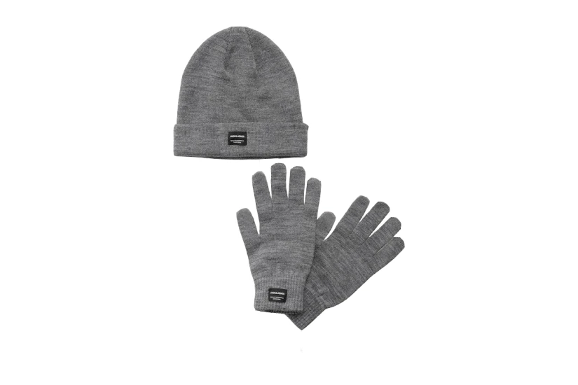 Jack And Jones Jacbeanie And Love Knit Giftbox Σκουφάκι Με Γάντια (12168383 GREY MELANGE)