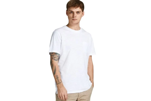 Jack And Jones Jprblatropic Solid Ss Tee Crew Neck Sn T-Shirt (12203772 WHITE)