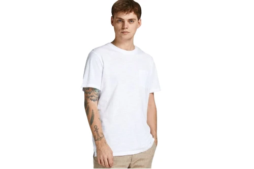 Jack And Jones Jprblatropic Solid Ss Tee Crew Neck Sn T-Shirt (12203772 WHITE)