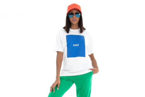 Jjxx Jxamber Ss Relaxed Tee Noos (12204837 BRIGHT WHITE-BLUE LOL)