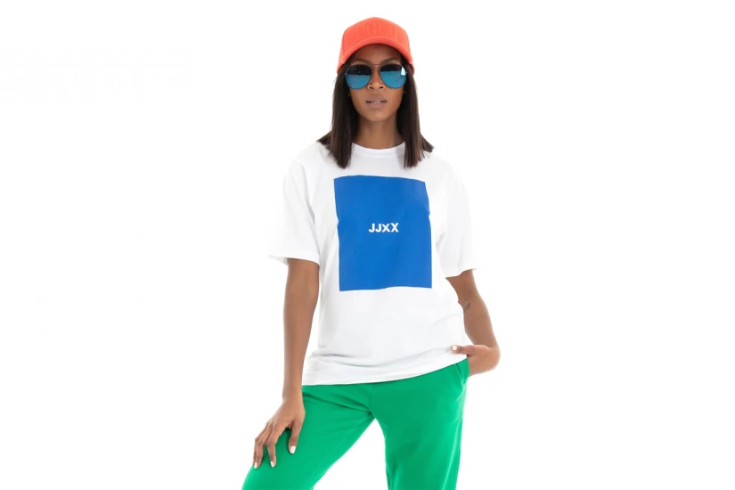 Jjxx Jxamber Ss Relaxed Tee Noos (12204837 BRIGHT WHITE-BLUE LOL)