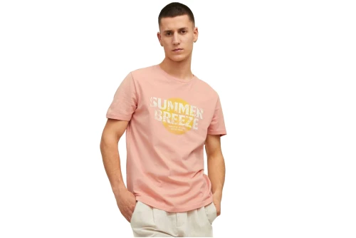 Jack And Jones Jorbreezy Tee Ss Crew Neck Fst T-Shirt Ανδρικό (12213329 CORAL PINK)