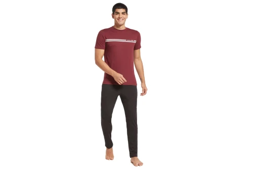Jack And Jones Jacbasic Ss Tee And Pants Giftbox Σετ Πιτζάμας (12223560 WINDSOR WINE)