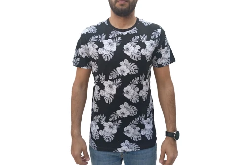 Jack And Jones Jjtropicana Aop Tee Ss Crew Neck T-Shirt Ανδρικό (12223932 BLACK)
