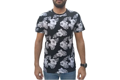 Jack And Jones Jjtropicana Aop Tee Ss Crew Neck T-Shirt Ανδρικό (12223932 BLACK)