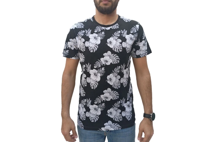 Jack And Jones Jjtropicana Ανδρικό Κοντομάνικο T-Shirt Μαύρο, Λευκό