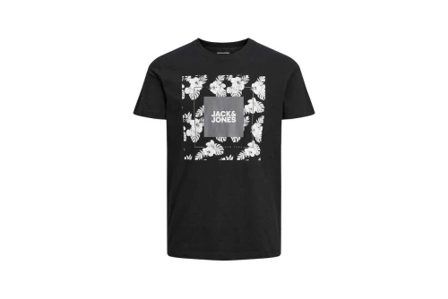 Jack And Jones Jjtropicana Box Tee Ss Crew Neck T-Shirt Ανδρικό (12224165 BLACK)