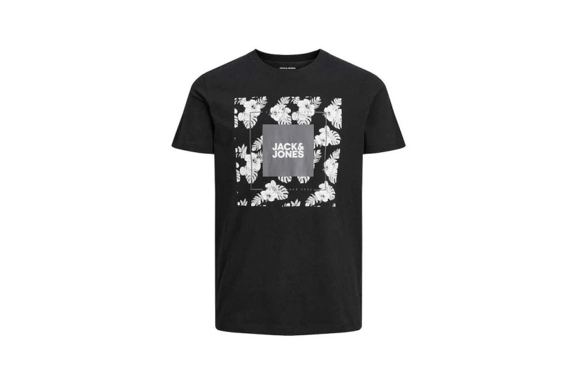 Jack And Jones Jjtropicana Box Tee Ss Crew Neck T-Shirt Ανδρικό (12224165 BLACK)