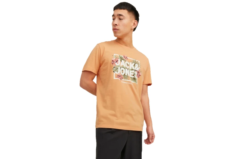 Jack And Jones Jjbecs Ανδρικό Κοντομάνικο T-Shirt Πορτοκαλί