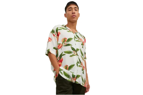 Jack And Jones Jorluke Flores Resort Shirt Ss Sn Πουκάμισο Κοντομάνικο Ανδρ (12227625 CLOUD DANCER)