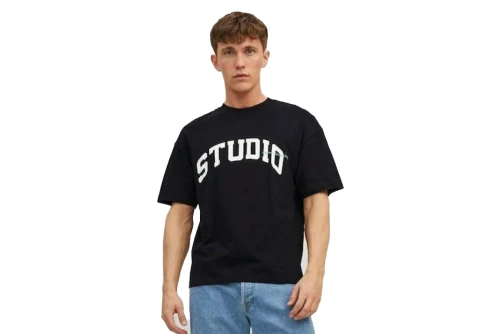 Jack And Jones Jorbrink Studio Tee Ss Crew Neck T-Shirt Ανδρικό (12227718 BLACK)