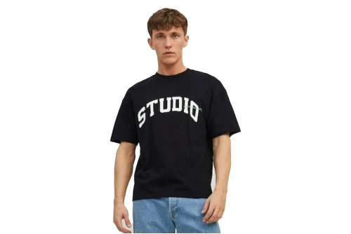 Jack And Jones Jorbrink Studio Tee Ss Crew Neck T-Shirt Ανδρικό (12227718 BLACK)