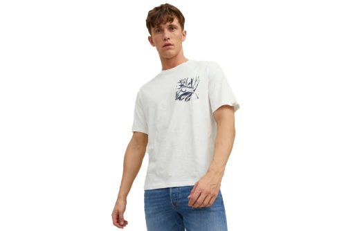 Jack And Jones Jorcrayon Pocket Tee Ss Crew Neck Ln T-Shirt Ανδρικό (12227778 CLOUD DANCER)