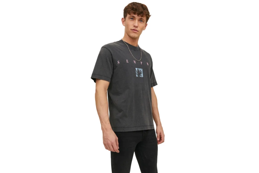 Jack And Jones Jorexotic Tee Ss Crew Neck Ln T-Shirt Ανδρικό (12230007 BLACK)